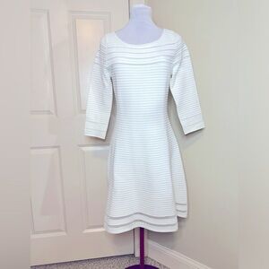 ELIZA J Midi Dress Ribbed White Cream Warm Beautiful Elegant Style size medium